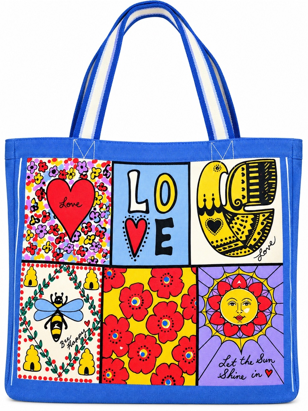 Brighton Blue Patchwork Love Graphic Tote